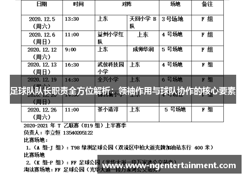 足球队队长职责全方位解析：领袖作用与球队协作的核心要素